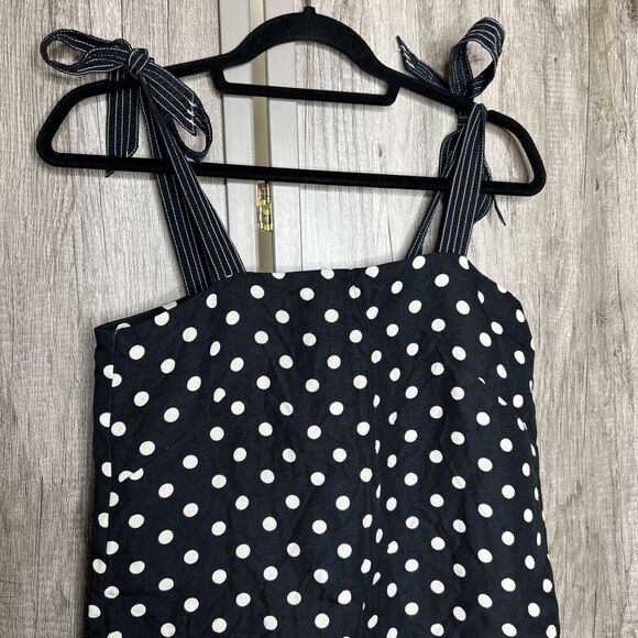J Crew Mini Dress Black Color White Polka Dots Sophisticated Beach Resort Sz 2 - Picture 2 of 7